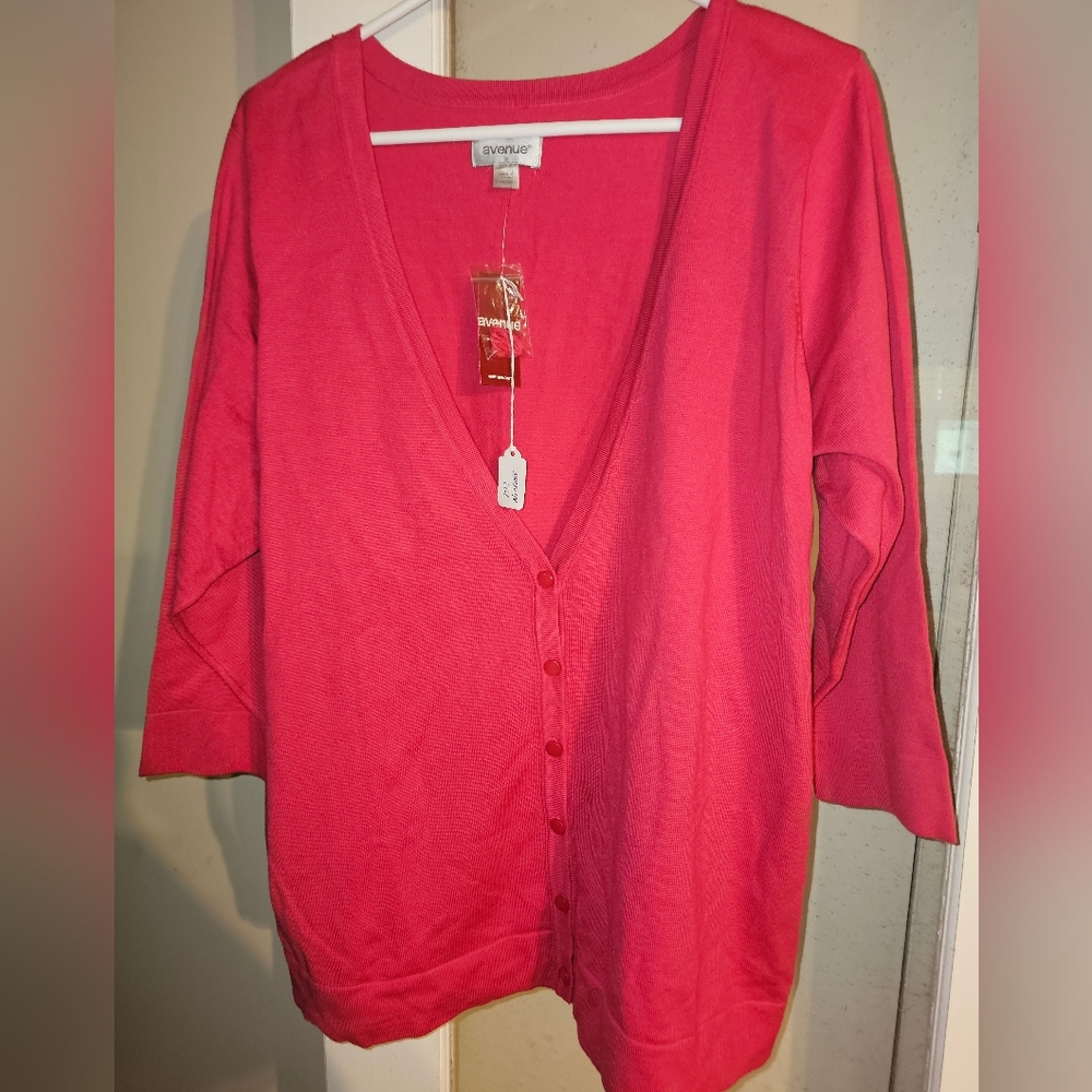Avenue, Pink cardigan sweater, NWT
